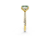Yellow gold Fancy Green Radiant Cut Diamond Solitaire Ring with Four-Prong Setting and Pavé Band_5