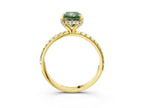 Yellow gold Fancy Green Radiant Cut Diamond Solitaire Ring with Four-Prong Setting and Pavé Band_6