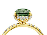 Yellow gold Fancy Green Radiant Cut Diamond Solitaire Ring with Four-Prong Setting and Pavé Band_7