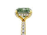 Yellow gold Fancy Green Radiant Cut Diamond Solitaire Ring with Four-Prong Setting and Pavé Band_8