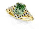 Yellow gold Fancy Green Radiant Cut Diamond Solitaire Ring with Hidden Halo and Pavé Band_28