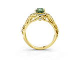 Yellow gold Fancy Green Radiant Cut Diamond Solitaire Ring with Hidden Halo and Pavé Band_30
