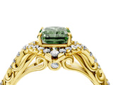 Yellow gold Fancy Green Radiant Cut Diamond Solitaire Ring with Hidden Halo and Pavé Band_31