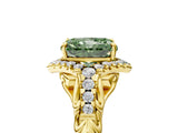 Yellow gold Fancy Green Radiant Cut Diamond Solitaire Ring with Hidden Halo and Pavé Band_32
