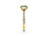 Yellow gold Fancy Green Radiant Cut Diamond Solitaire Ring with Pavé Band and Four-Prong Setting_63