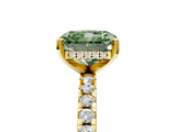 Yellow gold Fancy Green Radiant Cut Diamond Solitaire Ring with Pavé Band and Four-Prong Setting_66