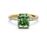 Yellow gold Fancy Green Radiant Cut Diamond Solitaire Ring with Pavé Band and Hidden Halo_20