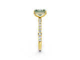 Yellow gold Fancy Green Radiant Cut Diamond Solitaire Ring with Pavé Band and Hidden Halo_22