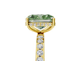 Yellow gold Fancy Green Radiant Cut Diamond Solitaire Ring with Pavé Band and Hidden Halo_25