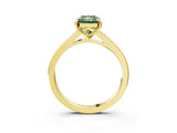 Yellow gold Fancy Green Radiant Cut Diamond Solitaire Ring with Pavé Band and Prong Setting_15