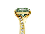 Yellow gold Fancy Green Radiant Cut Diamond Solitaire Ring with Pavé Band and Prong Setting_17