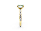 Yellow gold Fancy Green Radiant Cut Diamond Solitaire Ring with Round  Pavé Band and Four-Prong Setting_50