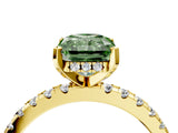 Yellow gold Fancy Green Radiant Cut Diamond Solitaire Ring with Round  Pavé Band and Four-Prong Setting_52