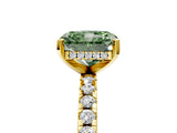 Yellow gold Fancy Green Radiant Cut Diamond Solitaire Ring with Round  Pavé Band and Four-Prong Setting_53