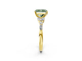 Yellow gold Fancy Green Radiant Cut Diamond Solitaire Ring with Side Stones and Four-Prong Setting_70