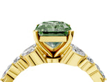 Yellow gold Fancy Green Radiant Cut Diamond Solitaire Ring with Side Stones and Four-Prong Setting_72