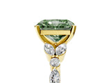 Yellow gold Fancy Green Radiant Cut Diamond Solitaire Ring with Side Stones and Four-Prong Setting_73