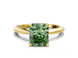 Yellow gold Fancy Green Radiant Cut Diamond Solitaire Ring with Six-Prong Setting and Classic Band_295