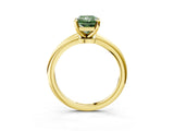 Yellow gold Fancy Green Radiant Cut Diamond Solitaire Ring with Six-Prong Setting and Classic Band_298