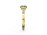 Yellow gold Fancy Green Radiant  Cut Diamond Solitaire Ring with Tapered Baguette Accents and Four-Prong Setting_61