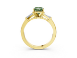 Yellow gold Fancy Green Radiant  Cut Diamond Solitaire Ring with Tapered Baguette Accents and Four-Prong Setting_62