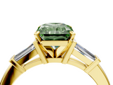 Yellow gold Fancy Green Radiant  Cut Diamond Solitaire Ring with Tapered Baguette Accents and Four-Prong Setting_63