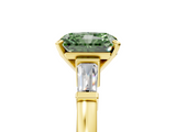 Yellow gold Fancy Green Radiant  Cut Diamond Solitaire Ring with Tapered Baguette Accents and Four-Prong Setting_64