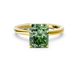 Yellow gold Fancy Green Radiant Cut Diamond Solitaire Ring with Thin Band and Prong Setting_12