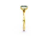 Yellow gold Fancy Green Radiant Cut Diamond Solitaire Ring with Thin Band and Prong Setting_14