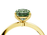 Yellow gold Fancy Green Radiant Cut Diamond Solitaire Ring with Thin Band and Prong Setting_16