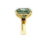 Yellow gold Fancy Green Radiant Cut Diamond Solitaire Ring with Thin Band and Prong Setting_17