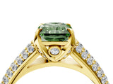 Yellow gold Fancy Green Radiant Cut Diamond Solitaire Ring with Three-Row Pavé Band and Four-Prong Setting_40