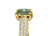 Yellow gold Fancy Green Radiant Cut Diamond Solitaire Ring with Three-Row Pavé Band and Four-Prong Setting_41