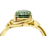 Yellow gold Fancy Green Radiant Cut Diamond Solitaire Ring with Twist Band and Four-Prong Setting_132