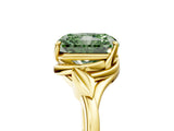 Yellow gold Fancy Green Radiant Cut Diamond Solitaire Ring with Twist Band and Four-Prong Setting_133