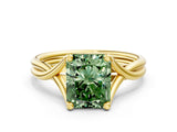 Yellow gold Fancy Green Radiant Cut Diamond Solitaire Twist Band Prong Setting Ring_55