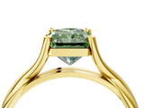 Yellow gold Fancy Green Radiant Cut Diamond Solitaire Twist Band Prong Setting Ring_59