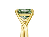 Yellow gold Fancy Green Radiant Cut Diamond Solitaire Twist Band Prong Setting Ring_60
