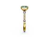 Yellow gold Fancy Green Radiant  Cut Diamond Solitaire with Pave Band and Four-Prong Setting 2