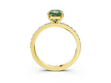 Yellow gold Fancy Green Radiant  Cut Diamond Solitaire with Pave Band and Four-Prong Setting 3