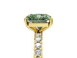 Yellow gold Fancy Green Radiant  Cut Diamond Solitaire with Pave Band and Four-Prong Setting 5