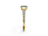 Yellow gold Fancy Green Radiant  Cut Diamond Solitaire with Pave Band and Four-Prong Setting_135