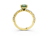 Yellow gold Fancy Green Radiant Cut Diamond Solitaire with Side Stones, Pave Band, Four-Prong Setting_117