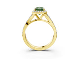 Yellow gold Fancy Green Radiant Cut Diamond Split Shank Halo Ring with Four-Prong Setting_61
