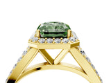 Yellow gold Fancy Green Radiant Cut Diamond Split Shank Halo Ring with Four-Prong Setting_62