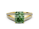 Yellow gold Fancy Green Radiant Cut Diamond Split Shank Pavé Engagement Ring with Four-Prong Setting_60