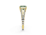 Yellow gold Fancy Green Radiant Cut Diamond Split Shank Pavé Engagement Ring with Four-Prong Setting_62