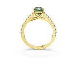 Yellow gold Fancy Green Radiant Cut Diamond Split Shank Pavé Engagement Ring with Four-Prong Setting_63