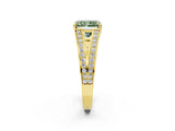 Yellow gold Fancy Green Radiant Cut Diamond Split Shank Ring with Pavé Band and Four-Prong Setting_60