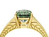 Yellow gold Fancy Green Radiant Cut Diamond Split Shank Ring with Pavé Band and Four-Prong Setting_62
